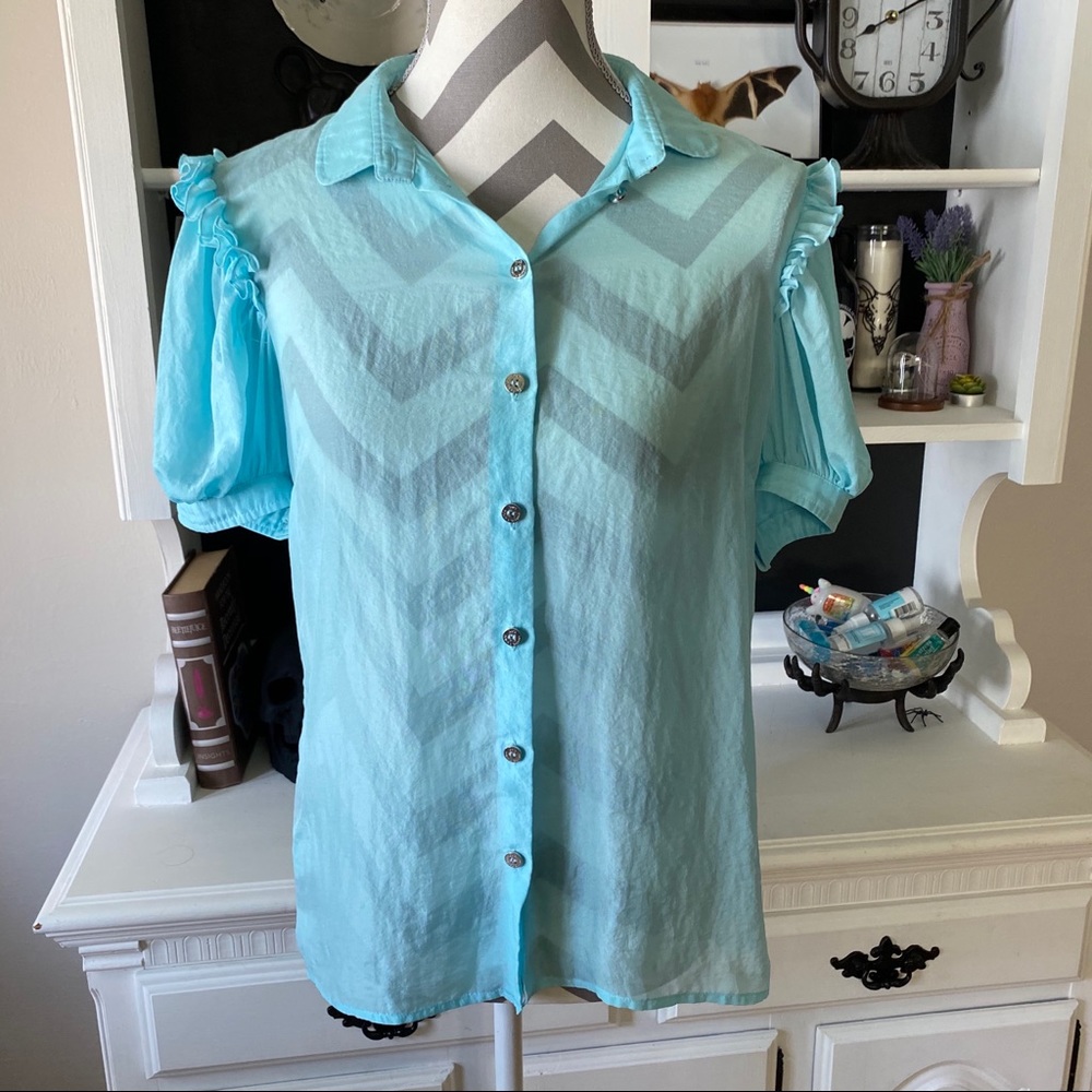 🎉Host Pick x2  🎉 D&G Tiffany Blue Silk Blouse